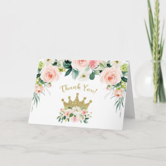 Pink and Gold Princess Thank you Card