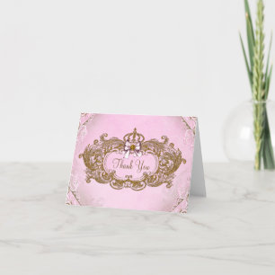 Pink and Gold Princess Thank You Card