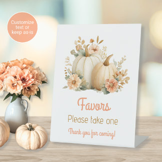 Pink and Gold Pumpkin Shower Favours Table Sign