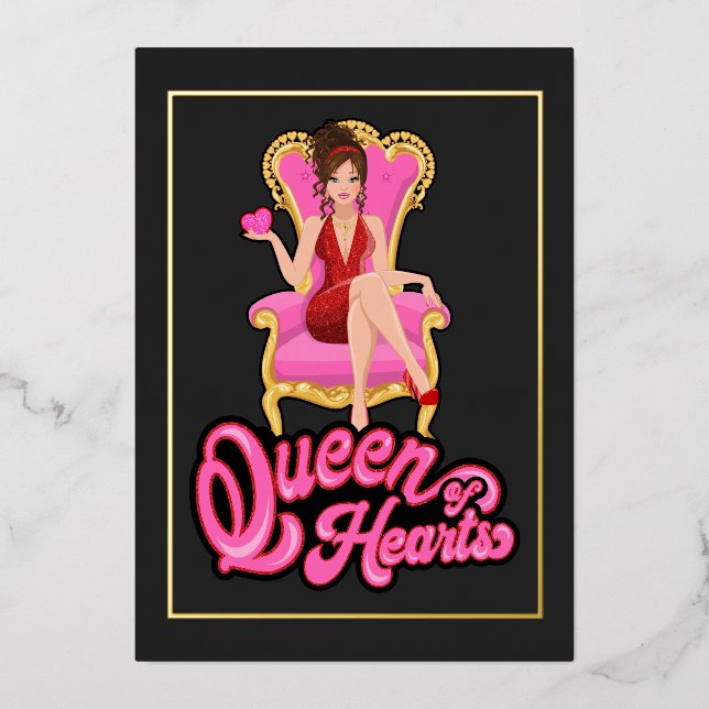 Pink and Gold Queen of Hearts Birthday Party (Front)