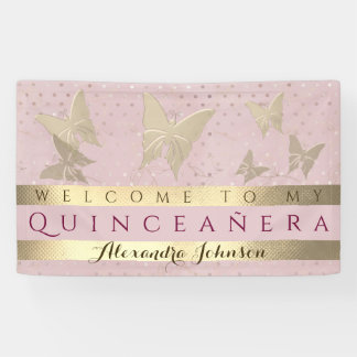 Pink And Gold Quinceanera Birthday Banner