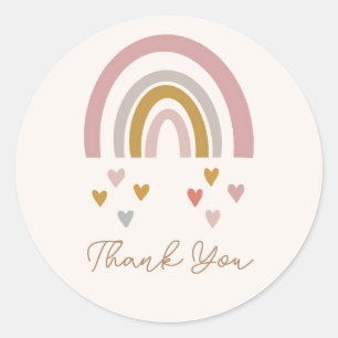 Pink and Gold Rainbow Minimalist Baby Shower Classic Round Sticker