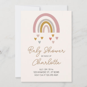 Pink and Gold Rainbow Minimalist Baby Shower Invitation