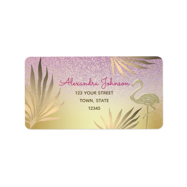 Pink And Gold Return Address Label (Front)