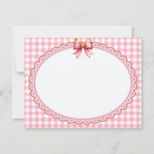Pink and Gold Ribbon Stationery Thank You Card