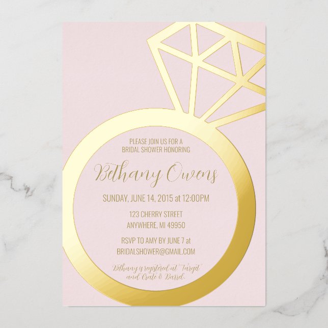 Pink and Gold Ring Bridal Shower, Wedding (Front)