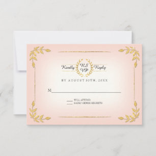 Pink and Gold RSVP Modern Laurel Leaf Wreath Crown