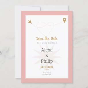 Pink and Gold Save The Date Wedding Invitation
