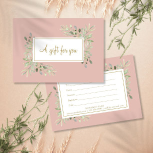 Pink And Gold Script Greenery Gift Certificate