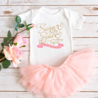 Pink and Gold Script Sugar and Spice Baby Bodysuit
