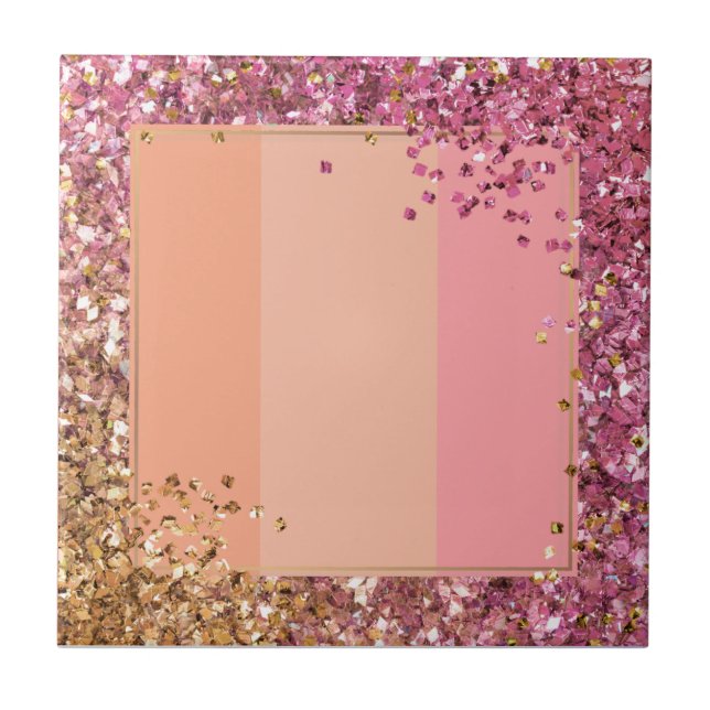 Pink and Gold sparkle and shine Tile (Front)