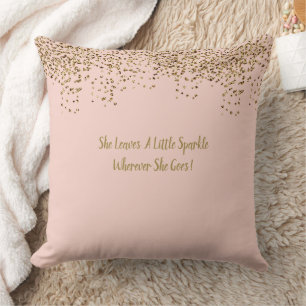 Pink And Gold Sparkle Shower Party Throw Pillow