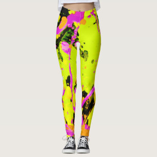Pink and Gold Splatter Paint Abstract Leggings