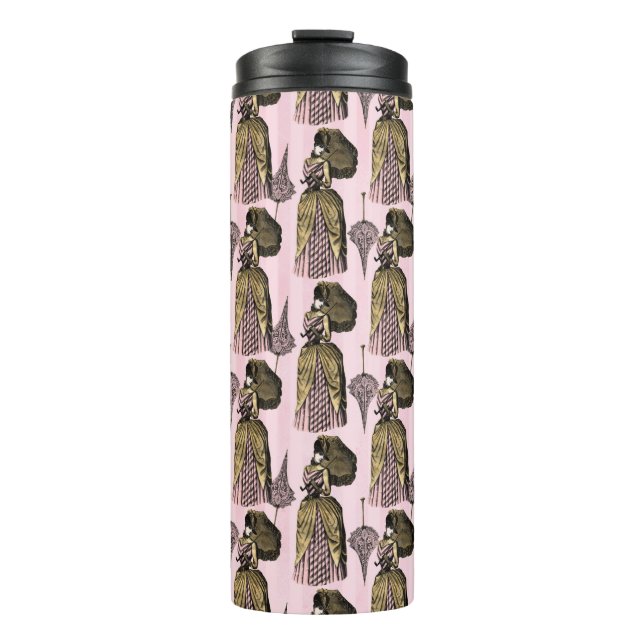 Pink and Gold Steampunk Thermal Tumbler (Front)