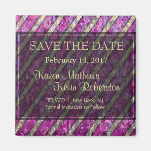 Pink and Gold Striped Magnet