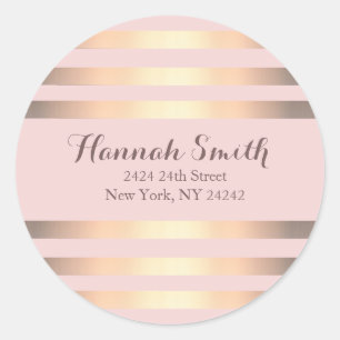 Pink And Gold Stripes Return Address Seal