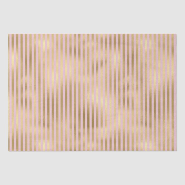 Pink and Gold Stripes Tissue Paper (Front)