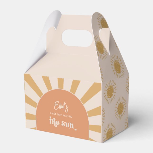 Pink and Gold Sun Favour Box (Front Side)