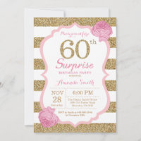 Pink and Gold Surprise 60e anniversaire Invitation