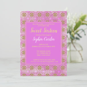 Pink and Gold Sweet 16 Invitation
