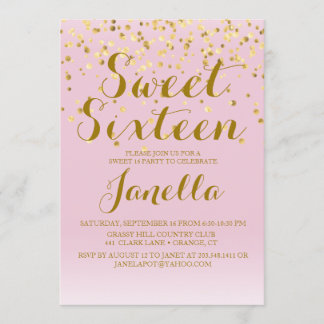 Pink and Gold Sweet 16 Invitation