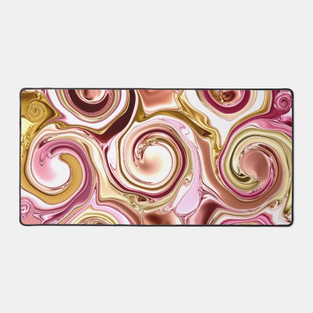 Pink and Gold Swirls and Twirls  Desk Mat (Front)