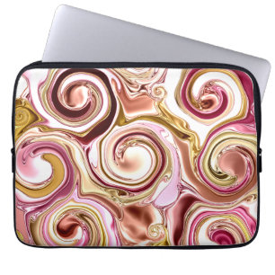 Pink and Gold Swirls Laptop Sleeve