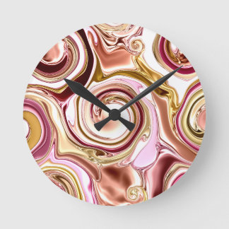 Pink and Gold Swirls Round Clock