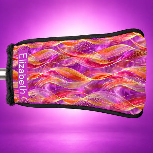 Pink and Gold Synergy Personalized Golf Head Cover