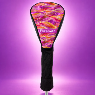 Pink and Gold Synergy Personalized Golf Head Cover