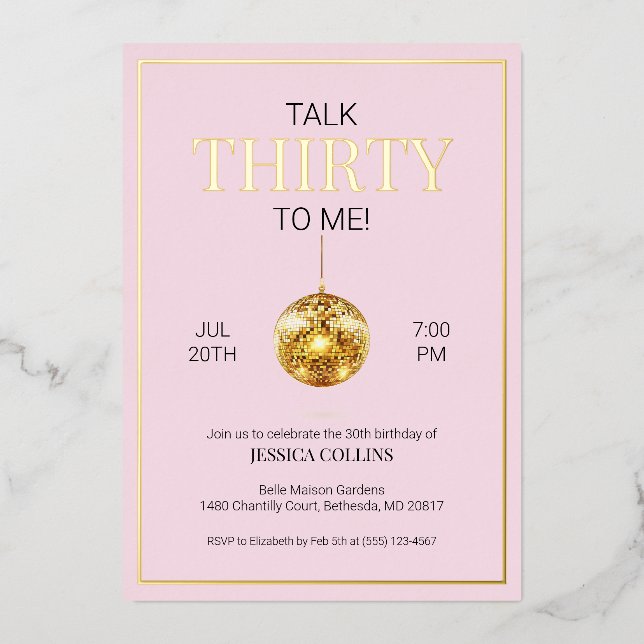 Pink and Gold Talk Thirty to Me 30th Birthday (Front)