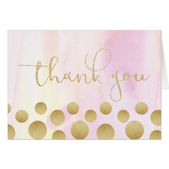 Pink and Gold Thank You Note Card