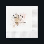 Pink And Gold Thirty 30th Birthday Napkins<br><div class="desc">This 30th Birthday paper napkin features a pink and gold watercolor splash and a modern chic font combination. With its girly vibes, it is perfect for a modern chic woman. Do you need it for a different age? No problem, it can be personalized by clicking the "PERSONALIZE" button and you...</div>