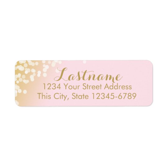 Pink and Gold Twinkle ffe3ea Return Address Label