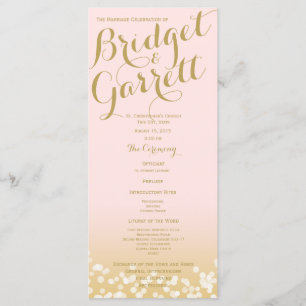 Pink and Gold Twinkle Lights Wedding Program