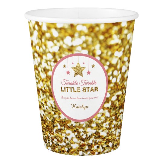 Pink and gold twinkle twinkle little star cups paper cup
