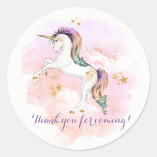 Pink and Gold Unicorn Birthday Party Stickers