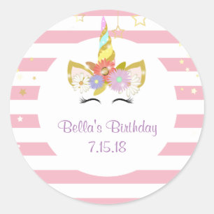 Pink and Gold Unicorn Stickers