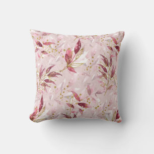 Pink and Gold Vines on Blush Throw Pillow