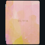 Pink and Gold Watercolor Abstract Painting iPad Cover<br><div class="desc">A pretty combination of pink,  yellow,  gold and orange watercolor brush strokes and organic,  abstract shapes,  personalized with name or words of your choice.</div>