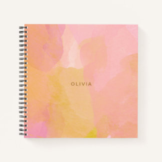 Pink and Gold Watercolor Abstract Painting Notebook