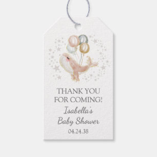 Pink and Gold Watercolor Cute Whale Baby Shower Gi Gift Tags