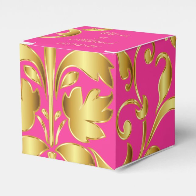 Pink and Gold Wedding Favours Box (Front Side)