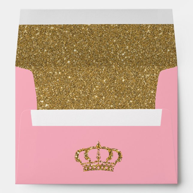 Pink and Gold with RoyCrown Glitter Lined Envelope (Back (Bottom))
