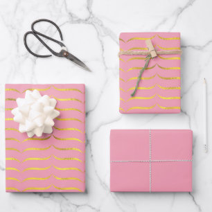 Pink and Gold  Wrapping Paper Sheet