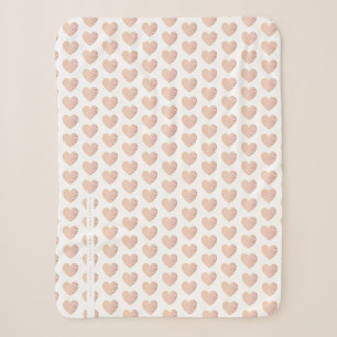 Pink and Golden effect Elegant Heart Sherpa Blanket