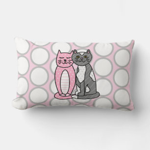 Pink and Gray Cuddly Cute Kitty Cats   Lumbar Pillow