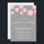 PINK AND GRAY LANTERNS GRADUATION PARTY INVITATION<br><div class="desc">PINK AND GREY PAPER LANTERNS GRADUATION PARTY INVITATION 
 
 Chic and stylish invitation featuring pink Chinese paper lanterns on a grey background.</div>