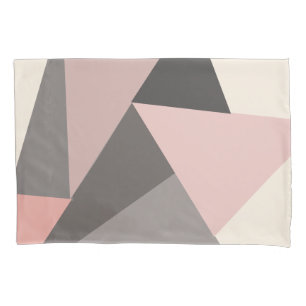 Pink and Gray Mid-century Modern Geometric   Pillowcase
