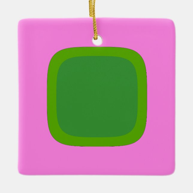 Pink And Green 1105 - Groovy Retro Style Art Ceramic Ornament (Front)